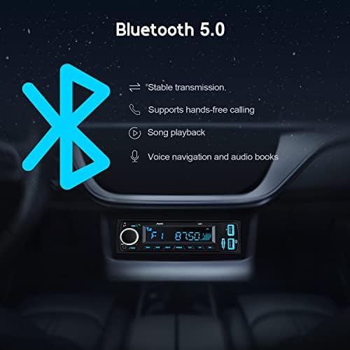 Bluetooth 5.0 Car Radio, Avylet 7 LED Colors Car Stereo Handsfree Calling  Stereo & Clock, FM Radio USB/AUX in/MP3/SD MP3 Player Wireless Remote  Control