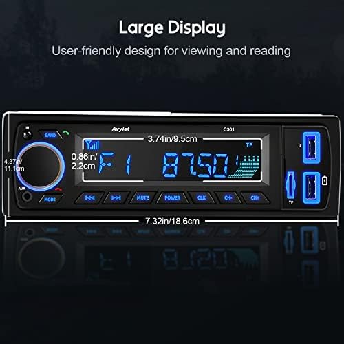 Radio Coche 1 DIN, Avylet Autoradio Bluetooth 5.0 Soporta Llamadas Manos  Libres/FM/AUX-IN/SD/U Disk/Control Remoto, Luz de Botón 7 Colores, 60W X 4,  Carga Rápida : : Electrónica