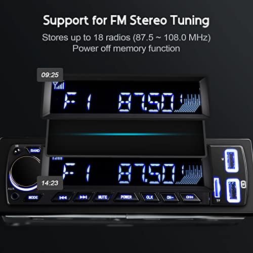 Bluetooth 5.0 Car Radio, Avylet 7 LED Colors Car Stereo Handsfree Calling  Stereo & Clock, FM Radio USB/AUX in/MP3/SD MP3 Player Wireless Remote  Control